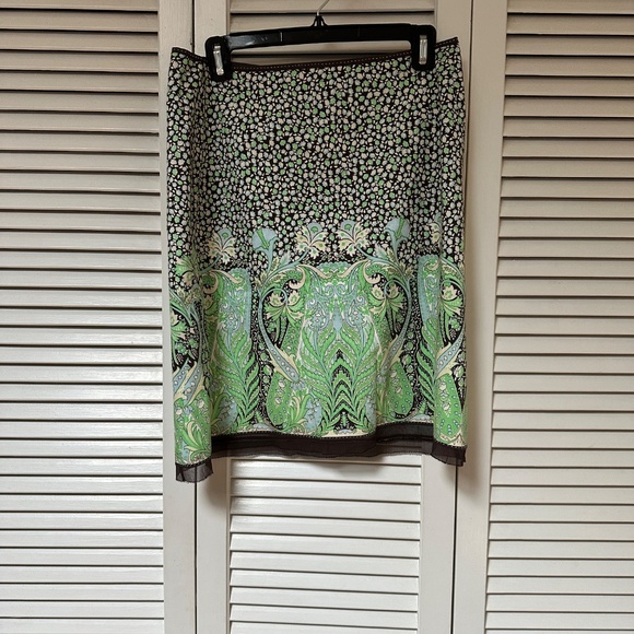 Elie Tahari Cotton Art Nouveau Print Skirt Size 6 Generous Fit - Picture 3 of 15